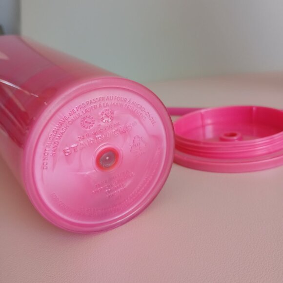 Set of 2 Starbucks cups 24 oz Pink and Orange Like new - Picture 3 of 6